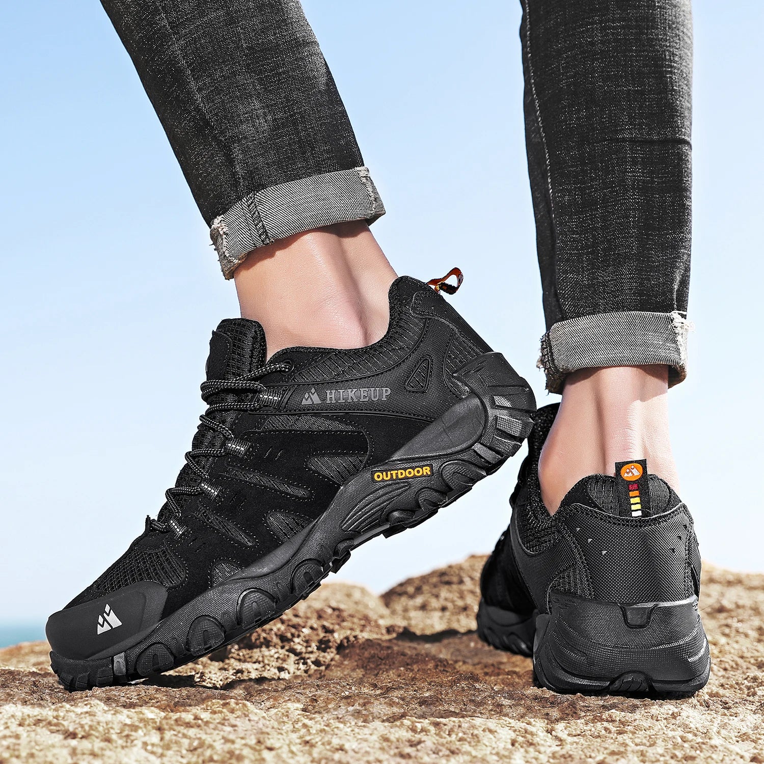 HIKEUP Men's Suede Leather Hiking Shoes – Outdoor Trekking